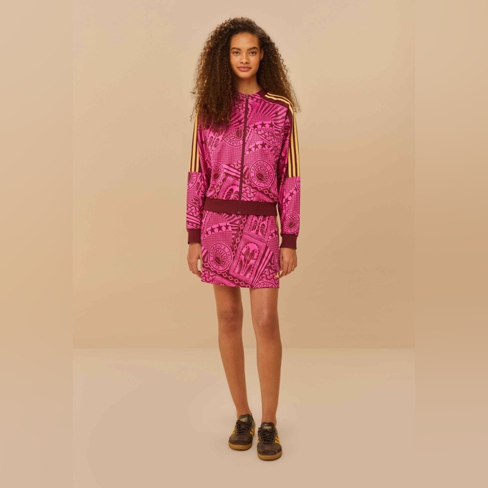 NWT Farm Rio Adidas Skirt Tropical Club Pink Fuchsia Magenta Graphic Print